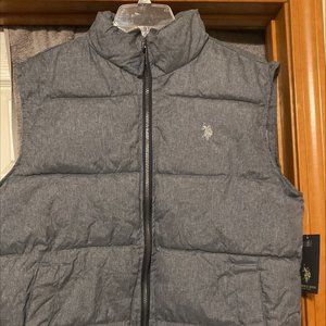 NWT U.S. POLO ASSN. L Grey puffer Vest Men's zip front